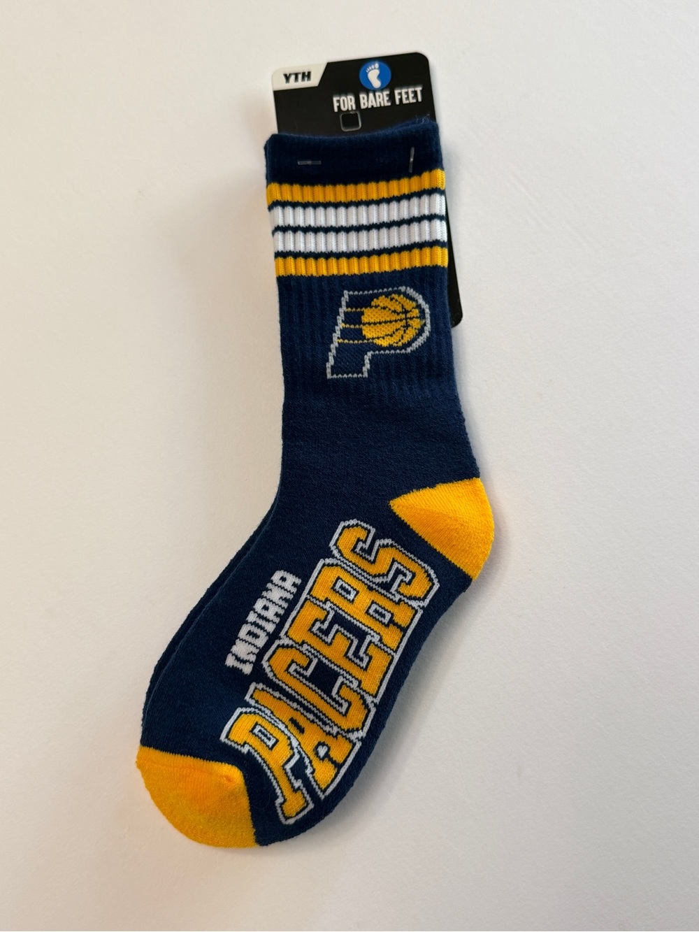 For Bare Feet Indiana Pacers Navy, Gold & White Crew Socks - Youth
